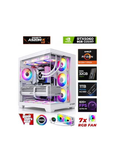 Xaser Sword X60 R7-5700X 32 GB 1 TB NVMe SSD 8 GB RTX5060 Masaüstü Oyuncu Bilgisayarı