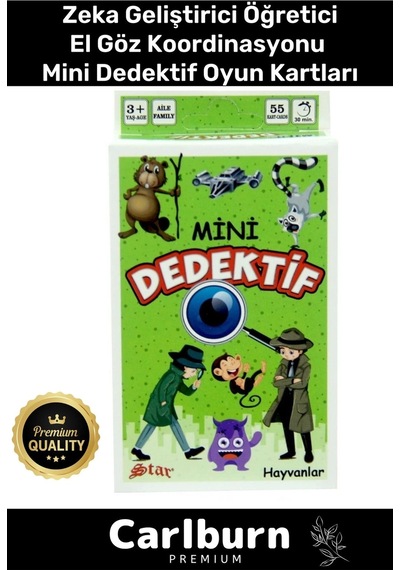 Özel Eğitici Zeka Geliştirici Öğretici Eğlence Aile 55 Parça Mini Dedektif Hayvanlar Oyun Kartı
