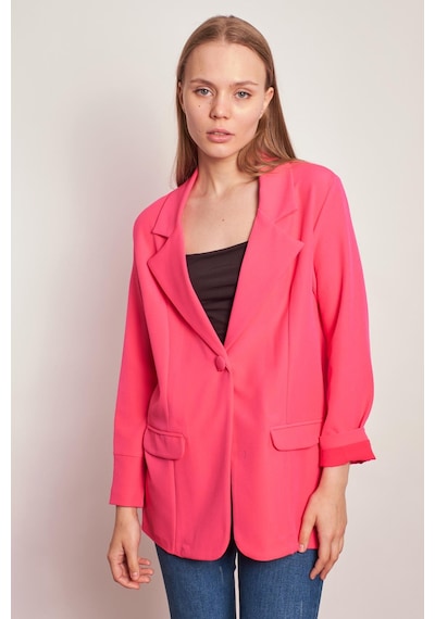 Yakalı Kolu Katlamalı Cep Kapaklı Salaş Boyfriend Oversize Hafif Likralı Kumaş Blazer Ceket-koyu Pembe K.pembe Yakalı Kolu Katlamalı Cep Kapaklı Salaş Boyfriend Oversize Hafif Likralı Kumaş Blazer Ceket-koyu Pembe K.pembe
