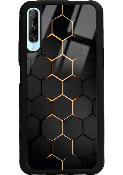 Huawei P Smart Pro Yellow Carbon Tasarımlı Glossy Telefon Kılıfı Çok Renkli