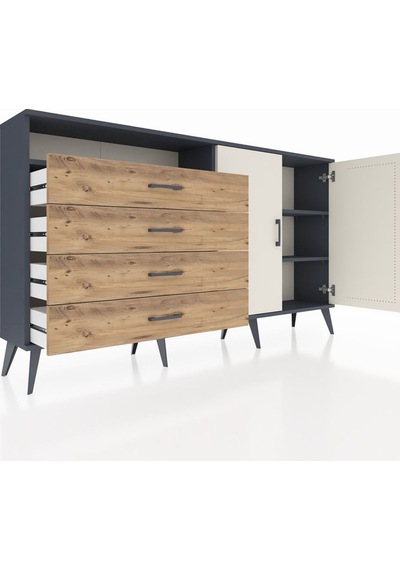 Arges Konsol 3 Raflı 4 Çekmeceli 2 Kapaklı 176x30x99 Antrasit-ayt Antrasit-aytaşı/çam Arges Konsol 3 Raflı 4 Çekmeceli 2 Kapaklı 176x30x99 Antrasit-ayt Antrasit-aytaşı/çam