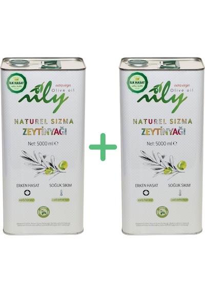 Nily İlk Hasat Naturel Soğuk Sıkım Sızma Zeytinyağı Teneke 2 x 5 L
