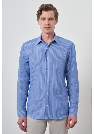 Morven Erkek Mavi Pamuk Trend Slim Fit Sert Yaka Gömlek 25mc004056300 Mavi Mavi