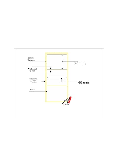 A1 Etiket 30X40 Termal Barkod Etiketi 30 Rulo 30000 Adet