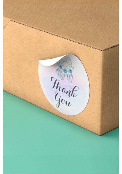 Thank You Düş Kapanı Kargo Paket Sticker Etiketi 3x3cm St2056 Çok Renkli