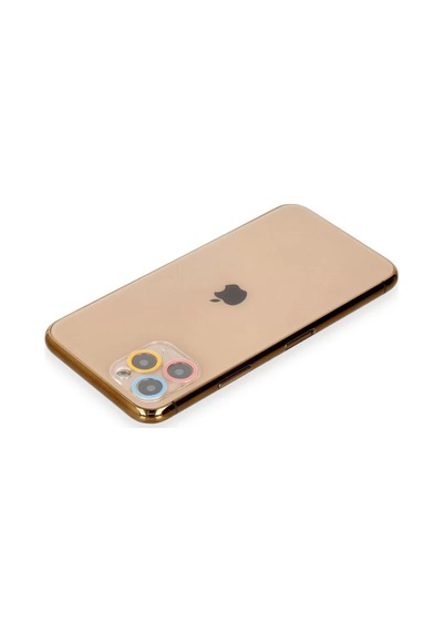 Newface Apple İphone 11 Pro Max Renkli Kamera Lens Koruma Cam - Pembe-mavi