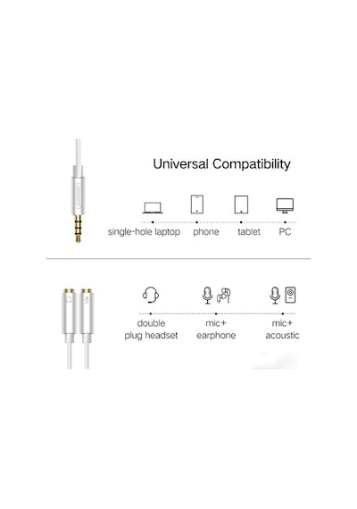Ugreen Kulaklık Adaptörü Kulaklık Mikrofon Y Splitter Kablo 3.5Mm