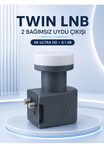 Ku Band Twin Lnb Çift Çıkış 4k Ultra Hd Destekli 0.1 Db Uydu Anten Lnb - Lisinya