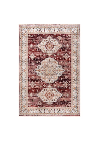 Dekorenti Otantik 2609 Kırmızı Halı Madalyon Desenli Vintage Halı