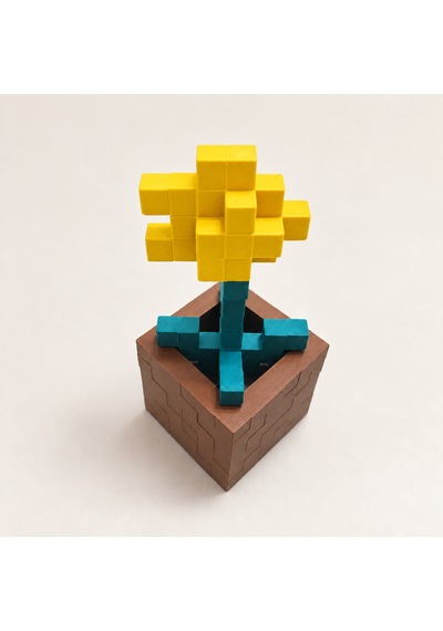 Piksel Gelincik Biblo - 3d Baskı, Minecraft Esintili Sarı