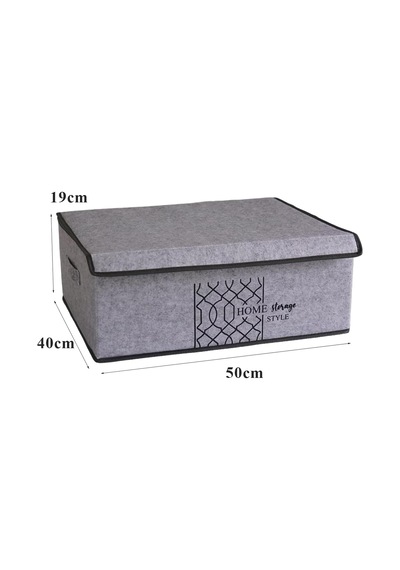 Pazar Kapısı Keçe Çok Amaçlı Kapaklı Düzenleyici Kutu 50 X 40 X 19 Cm Baza, Gri Diğer