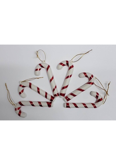 Kırmızı Beyaz 9 Cm Baston Süs Yılbaşı 6 Lı