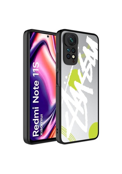Xiaomi Redmi Note 11 Global Kılıf Aynalı Desenli Kamera Korumalı Parlak Zore Mirror Kapak Yazı
