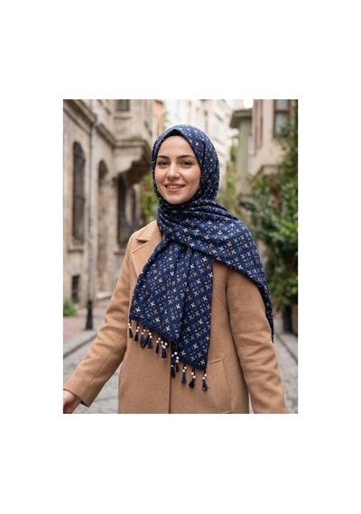 Umttrend Pamuklu Boncuklu Yazma Lacivert