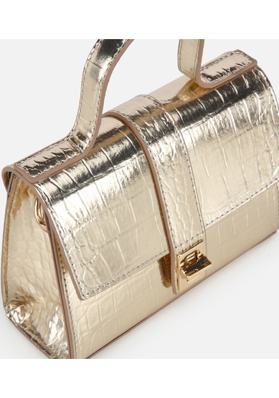 Hotiç Kadın Gold Kroko Detaylı Mini Çapraz Çanta 03cah331450a540 03cah331450a540