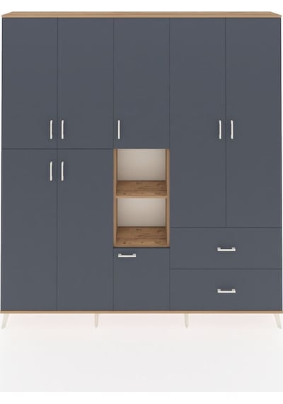 Arges Dolap 12 Raflı 2 Çekmeceli Tek Askılı 220x30x243 Çam-antrasit/antrasit Antrasıt/antrasıt Arges Dolap 12 Raflı 2 Çekmeceli Tek Askılı 220x30x243 Çam-antrasit/antrasit Antrasıt/antrasıt