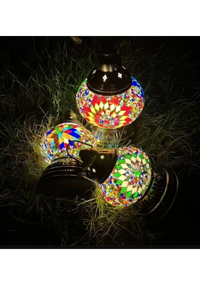 Mozaik Temalı Şarj Edilebilir Led Masa Lambası 20 Cm 1 Adet Çok Renkli