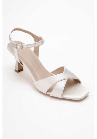 Luvishoes Luvi Shoes Melin Sedef Saten Çapraz Bantlı Kadın Topuklu Ayakkabı Sedef