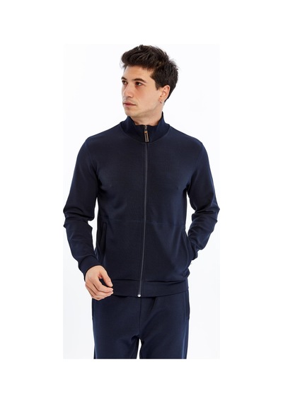AR-MA Arma Erkek Slim Fit Sweatshirt Scuba Interlok, Tam Fermuarlı, Dik Yaka, Fleto Cepli K30324989802 Lacivert