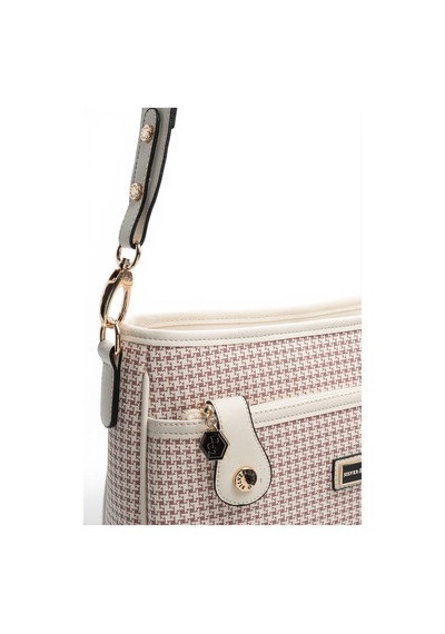 Silver & Polo Silver Polo Bordo - Kemik Kaz Ayağı Ekose Kadın Çapraz Çanta Sp1160