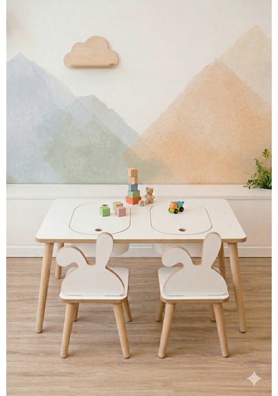 Montessori Çocuk Masası-oyun Masası-aktivite Masası-etkinlik Masası Takımı 2 Tavşan Sandalye Beyaztvsn Beyaz Montessori Çocuk Masası-oyun Masası-aktivite Masası-etkinlik Masası Takımı 2 Tavşan Sandalye Beyaztvsn Beyaz