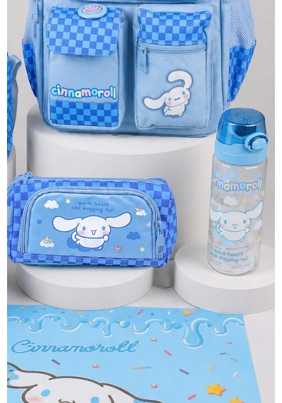 X Dekomus Lisanslı Cinnamoroll Blue Cloud Collection Okul,termoslu Beslenme Ve Kalem Çantası,matara,beslenme Kabı,beslenme Örtüsü Seti Açık Gri