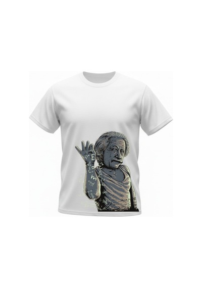 Urbantrendstore Unisex Albert Einstein Oversize Fit Rahat Geniş Salaş T-shirt Günlük Tişört Beyaz