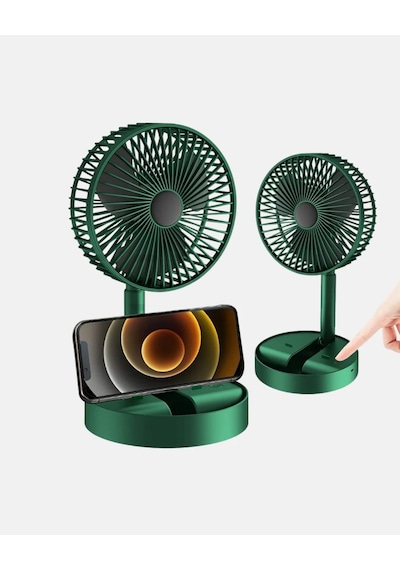 Taşınabilir Katlanabilir Mini Fan 3 Kademeli Şarj Edilebilir Yeşil