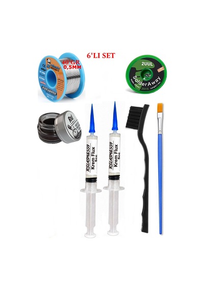 Lehimleme Seti 40 G 0,5 Mm Lehim Teli 2uul-2015 Lehim Fitili Flux Lehim Toplama 2fırça Seti Tk134