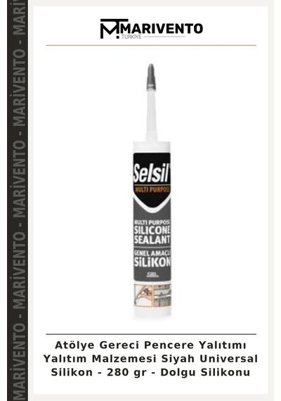 Atölye Gereci Pencere Yalıtımı Yalıtım Malzemesi Siyah Universal Silikon - 280 Gr - Dolgu Silikonu