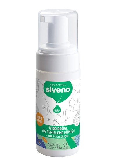 Siveno %100 Doğal Yüz Temizleme Köpüğü Yağlı Ciltler İçin Makyaj Siyah Nokta Sivilce Vegan 100 ML