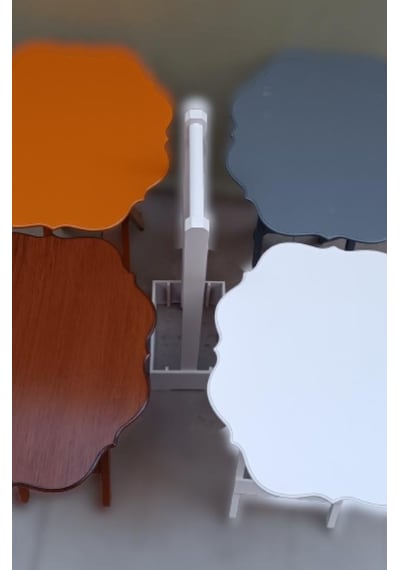 1448bng90095çanta Zigon Sehpa Yonca Dörtlü Model Mdf 4renk Ceviz-hardal-beyaz Ve Gri Renk Uyum