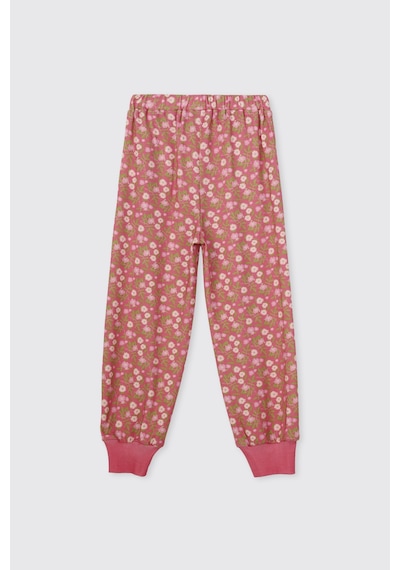 Panço Kız Çocuk Bisiklet Yaka Desenli Pembe Pijama Takımı 2621GK39005