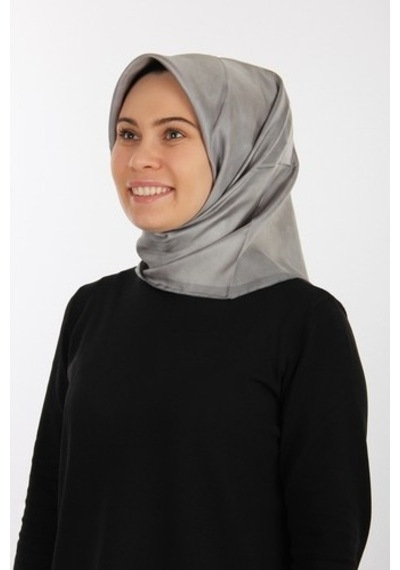 Gri Aker Ipek Krep Saten Eşarp 7208701-372/3421070113180