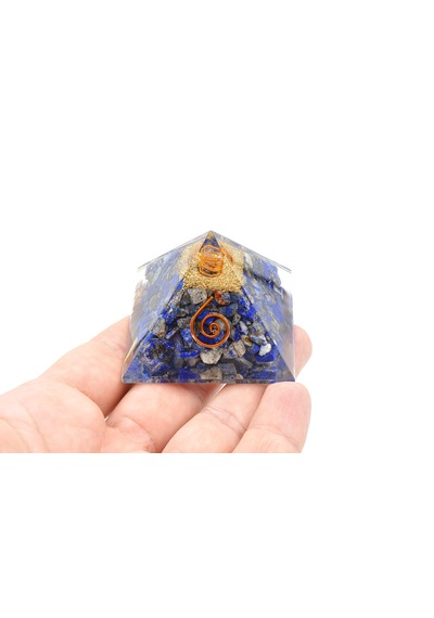 Hakiki Doğal Lapis Lazuli Taşlı Orgonit Piramit