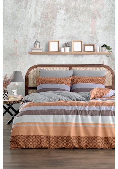Veramoni Soft Dreams Soft Dreams Çift Kişilik Pamuklu Desenli Nevresim Takımı - Turuncu
