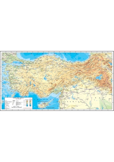Türkiye Fiziki Haritası Dekoratif Türkiye Haritası Akıllı Kağıt T