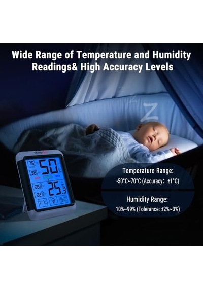 Thermopro Tp55 Dijital İç Mekan Higrometre Termometresi Sıcaklık Ve Nem Monitörü Oda Nem Ölçer, Büyük Dokunmat