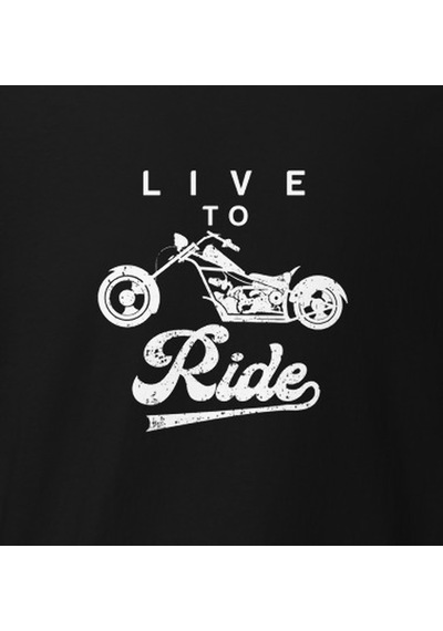 Wildstyle Live To Ride Motosiklet Özgürlük Vintage Motor Baskılı Unisex Bisiklet Yaka Pamuklu Tişört - Siyah