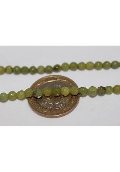 Peridot (Zebercet) Taşı Faset Kesim Yarım Dizi 4 MM 18 CM Yeşil