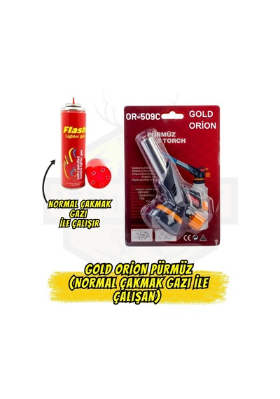 Gold Orıon Or-509c Profesyonel Pürmüz Çakmak - Normal Çakmak Gaz Altın