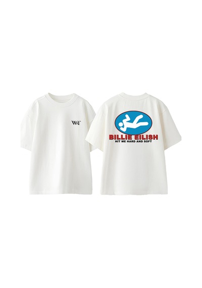 Thewert Billie Eilish Hit Me Tasarım Sırt Baskılı Pamuk Beyaz Oversize T-shirt