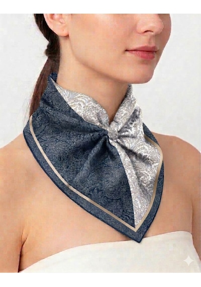 Tarzını Seç Lacivert Royal Fular / Bandana / Aksesuar 48x48 Cm