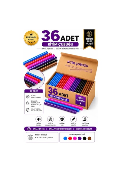 Midex Orf-bt-25-18x Örf Aletleri Seti Ritim Çubuğu Paketi 25 Cm Karbon Fiber Toptan Paket-2 18 Çift