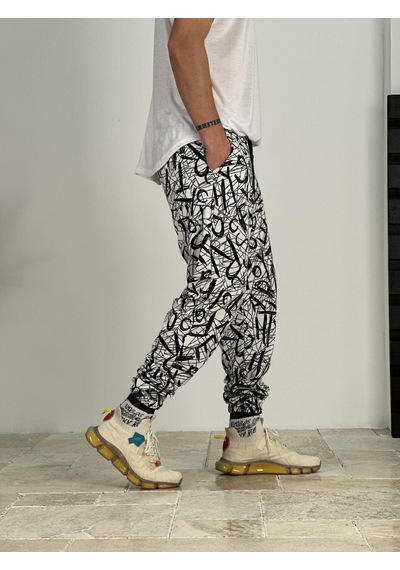 Cocopelli Erkek Beyaz-siyah Renkli Grafiti Jogger Coc2383 Siyah