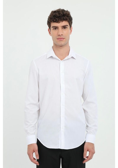 Dufy Erkek Slim Fit Uzun Kol Beyaz Gömlek-25814
