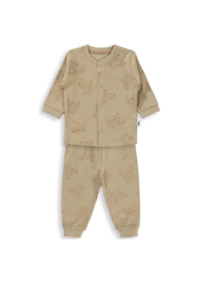 Civil Baby Ayıcık Baskılı 6-18 Ay Pijama Takımı - Kahve