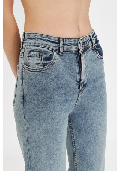 Kutaf Açık Mavi Yüksek Bel Geniş Paça Bol,salaş Palazzo Jeans Açık Mavi