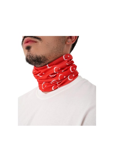 Musclecloth Çok Amaçlı Boyunluk Ay Yıldız Kırmızı