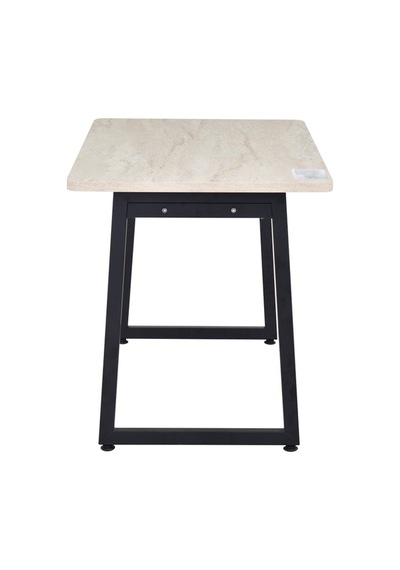 Vilinze Biga Sabit Mdf Metal Ayak Mutfak Masası - 70x120 Cm Siyah Traverten